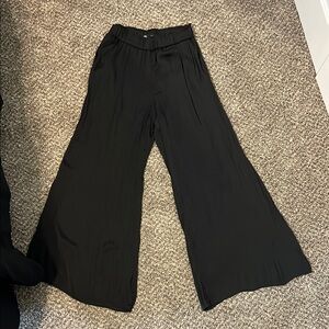 Zara Black Satin-y Wide-Leg Pants